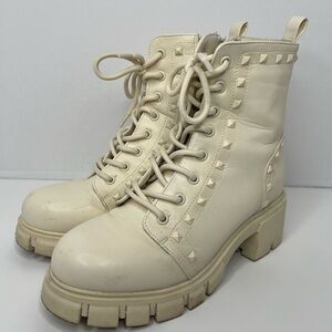 M.I.A Cream Studded Combat Boots